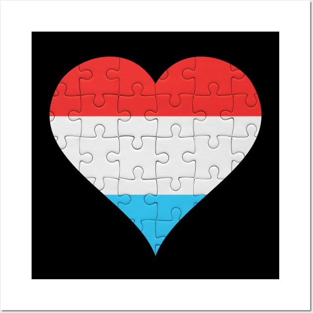 Luxembourgish Jigsaw Puzzle Heart Design - Gift for Luxembourgish With Luxembourg Roots Wall Art by Country Flags